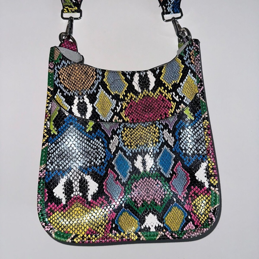 Ahdorned Mini Vegan Leather Messenger Crossbody Bag Multi Reptile Pattern